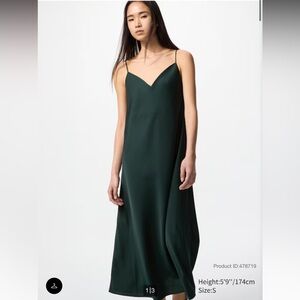 Uniqlo Teal Midi Camisole Satin Dress